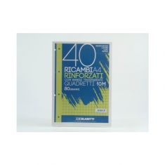 RICAMBI 40 PZ. FOGLIO A4 RINFORZATO A QUADRETTI, 10mm, 80gr.