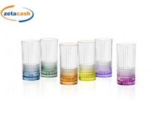 BICCHIERE BRILLANTE VETRO FONDO COLORATO CL 37 6 PEZZI