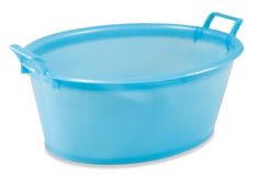 BACINELLA OVALE AZZURRA IN PLASTICA CON MANICI. CM. 80