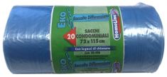 SACCHI PATTUMIERA CONDOMINIALI 20 PEZZI AZZURRO 110 LITRI