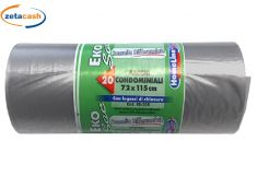 ROTOLO SACCHI SPAZZATURA 20 PEZZI 72 X 115 CM GRIGIO