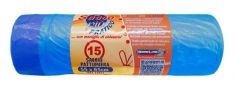 SACCHI PATTUMIERA 15 PZ. BLU CON MANIGLIA DI CHIUSURA 40 LT