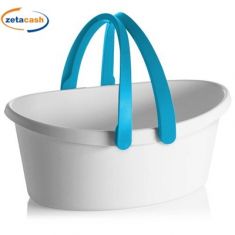 BACINELLA OVALE IN PLASTICA BIANCA CON MANICI COLORATI