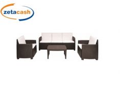 SET DIVANO STROMBOLI MOKA 3 POSTI CON 2 POLTRONE E TAVOLINO