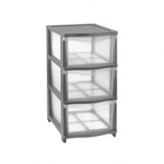 CASSETTIERA COVER LINE GRIGIO 3 CASS TRASPARENTI H44X27X37CM