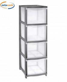 CASSETTIERA IN PLASTICA 4 CASSETTI GRIGIA