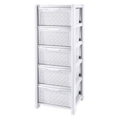 CASSETTIERA ARIANNA RATTAN BIANCO 5 CASSETTI