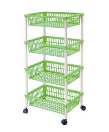 CARRELLO MULTIFUNZIONE IN PLASTICA VERDE CON RUOTE