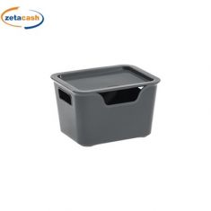 CONTENITORE IN PLASTICA MARRONE CON COPERCHIO MISURA L