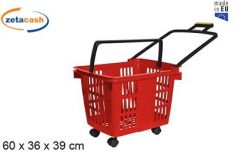 CARRELLO SUPERMARKET ROSSO CON RUOTE 50X36XH39 CM