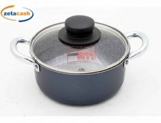CASSERUOLA 2 MANICI ALLUMINIO GRANITO BLU LIGHT D16 COP