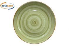 PIATTO PIANO PORCELLANA VERDE DIAM CM 32