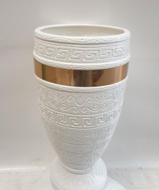 PORTA OMBRELLI BIANCO IN RESINA CON FASCIA DORATA