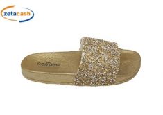 CIABATTA DONNA IN GOMMA CON FASCIA BRILLANTINATA