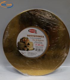 SOTTOTORTA IN CARTONE ORO/ARGENTO ROTONDO DIAM. 26 CM.