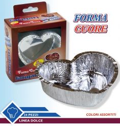 FORMINE PER DOLCE FORMA CUORE IN ALLUMINIO 24 PEZZI