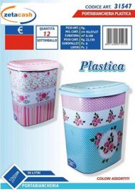 PORTABIANCHERIA IN PLASTICA CON DESIGN FIORI 50 LT