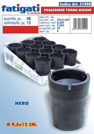 POSACENERE ANTIVENTO NERO CM 9 x H 12