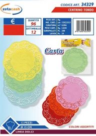CENTRINO CARTA COLORATI TONDI DIAM 15 CM