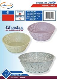 CESTINO PLASTICA TONDO DECORATO DIAM CM. 26