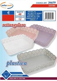 CESTINO PLASTICA RETTANGOLARE DECORATO CM 28 X 20 X 7