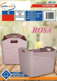 CESTINO PARIS CON SCRITTA E DISEGNO 1.5 LT ROSA