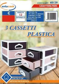 CASSETTIERA IN PLASTICA PARIS 3 CASSETTI COLORATI