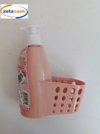 DISPENSER SAPONE CON PORTASPUGNA IN PLASTICA ROSA