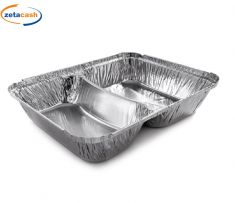 VASCHETTE ALLUMINIO 100 PZ A 2 SCOMPARTI CM 28X22XH4