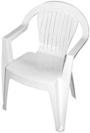 SEDIA VIOLETTA IN PLASTICA BIANCA CON BRACCIOLI