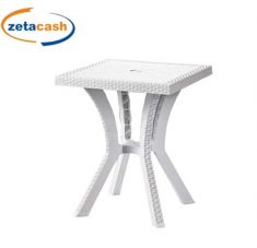 TAVOLO RIGOLETTO RATTAN BIANCO CM 60 X 60