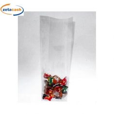 BUSTE TRASPARENTI 50 PEZZI FONDO QUADRO CM 12+7X36