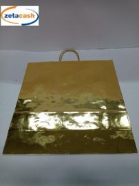 BORSA CARTA ORO METALLIZZATO 45X44 CM CON MANICI GLITTER