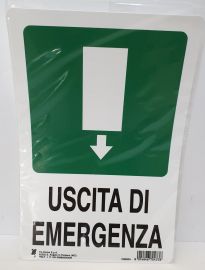 CARTELLO PLASTIFICATO USCITA DI EMERGENZA FRECCIA GIU