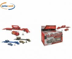 CAMION METALLO CON RIMORCHIO CON 2 VEICOLI ASS