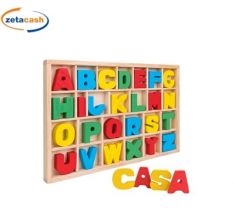 LETTERE ALFABETO COLORATO IN LEGNO 52 PZ