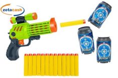 PISTOLA CON 14 PROIETTILI SOFFICI E 3 LATTINE BERSAGLIO