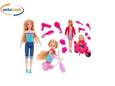 BAMBOLA OLLY SNODATA CON MOTO/BICICLETTA E BIMBA MOD ASS