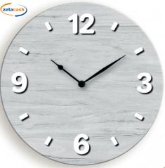 OROLOGIO DA MURO LEGNO BIANCO CM 32X32