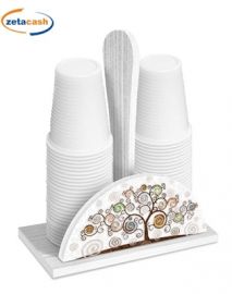 PORTA BICCHIERI IN LEGNO BIANCO ALBERO DELLA VITA