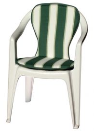 CUSCINO MONOBLOCCO CON SCHIENALE A FASCIE VERDE/BIANCO