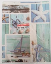 TOVAGLIA PLASTIFICATA BORDATA IN PVC DISEGNO MARINO 120X160