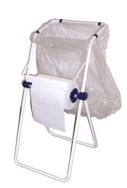 DISPENSER BOBINA CARTA CON PORTA SACCO BIANCO