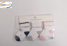 CALZINI IN COTONE NEONATO E NEONATA BIANCHI TG 6 MESI 3 PAIA