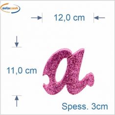 LETTERA "a" IN POLISTIROLO GLITTERATA ROSA IN CORSIVO