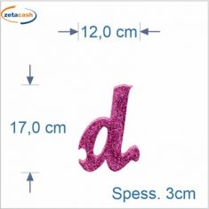 LETTERA "d" IN POLISTIROLO GLITTERATA ROSA IN CORSIVO