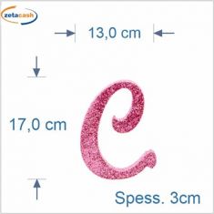 LETTERA "C" IN POLISTIROLO GLITTERATA ROSA IN CORSIVO