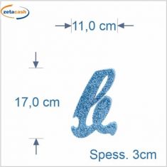 LETTERA "b" IN POLISTIROLO GLITTERATA AZZURRO IN CORSIVO