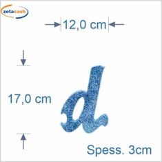LETTERA "d" IN POLISTIROLO GLITTERATA AZZURRO IN CORSIVO