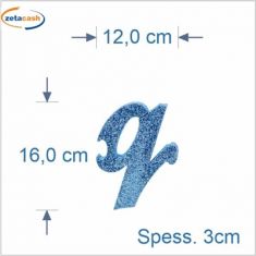LETTERA "q" IN POLISTIROLO GLITTERATA AZZURRO IN CORSIVO